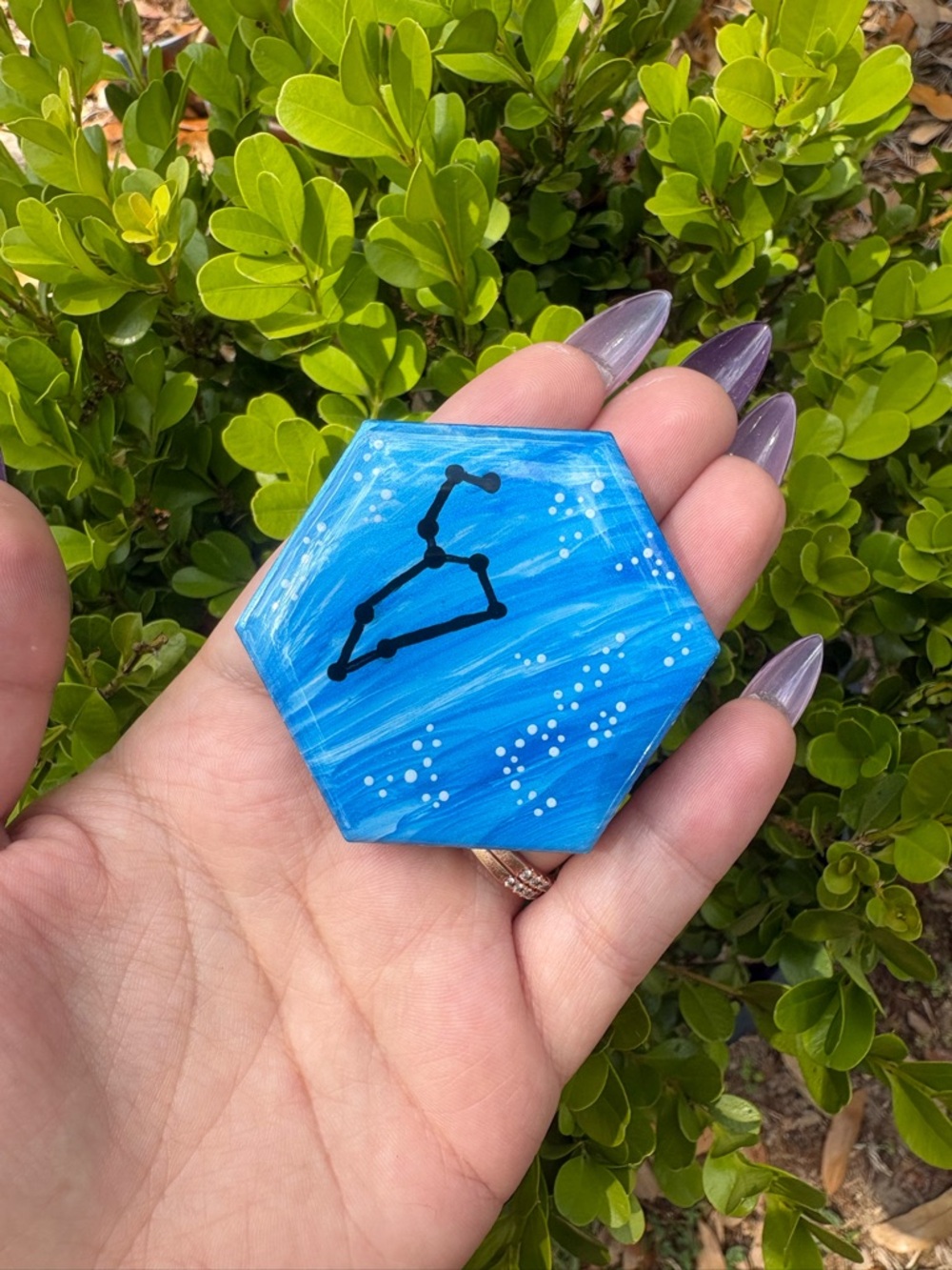 Blue Galaxy Leo Constellation Decorative Hexagon Tile